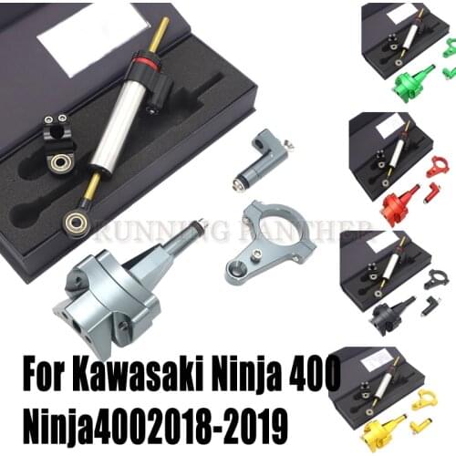 CNC Aluminum Adjustable Motorcycles Steering Stabilize Damper Bracket Mount For Kawasaki Ninja 400 Ninja 400 2018-2019