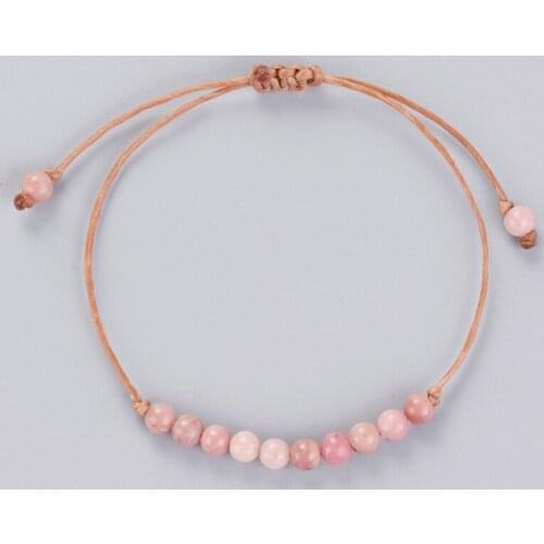 Handmade Boho Pink Natural Stone Adjustable Bracelet Bead Simple Bracelet Strand Bracelet wholesale contact KBJW factory direct