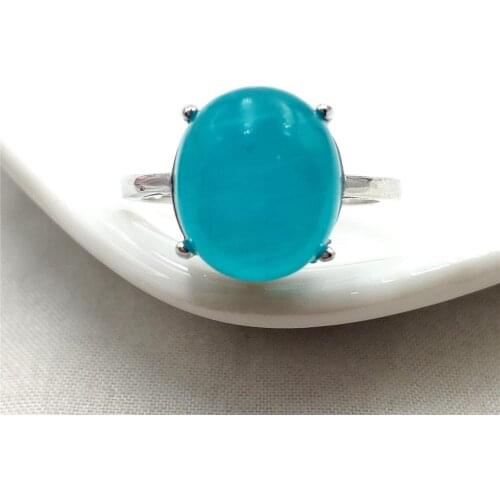 14x12mm Genuine Natural Green Amazonite Adjustable Ring Woman Man Clear Beads 925 Sterling Silver Fashion Stone AAAAA
