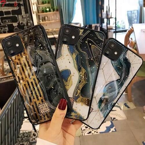 Gold Foil Marble Glitter Phone Case for iPhone 11 Pro Max XR XS Max X 7 8 Plus Case Chic Granite Geometry Tiger Bling Soft Cover