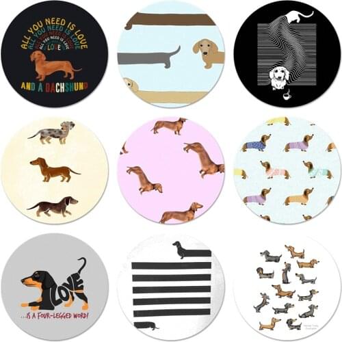 Long dog cartoon Icons Pins Badge Decoration Brooches Metal Badges For Backpack Decoration 58mm