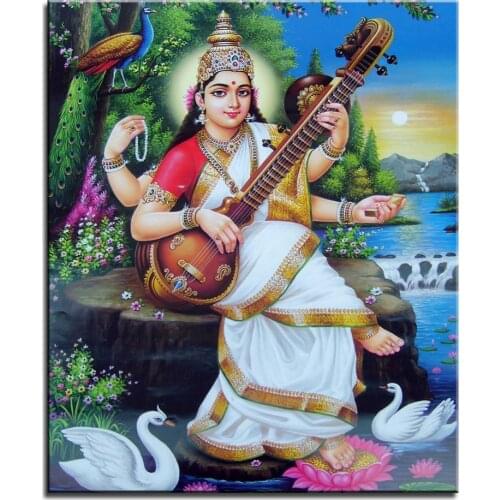 Ancient Indian holy temple worship gods Hindu deities painting Home decor simulation oil painting on the canvas print 2019042014