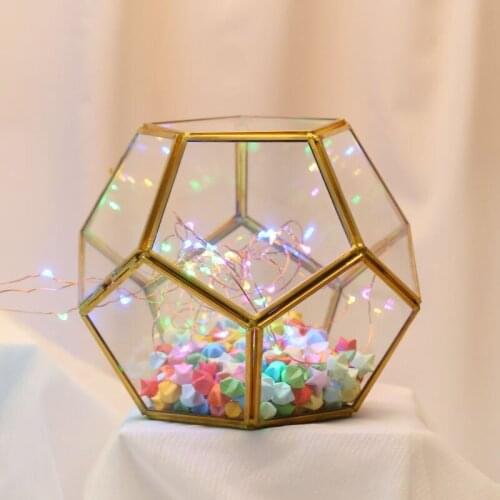 Geometric Box Kids Transparent Star Flower Decoration Bottle Makeup Storage Bucket Include Lights And Stars