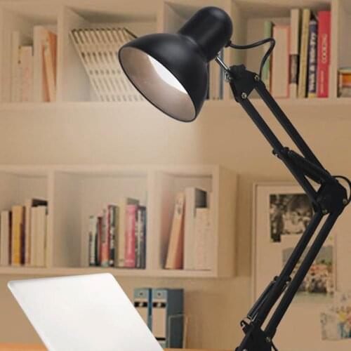 Flexible Swing Arm Table Lamp LED Eye Protection Lighting Home Office Desk Clip Lighting Office Supplies E27 Led Clamp Lights