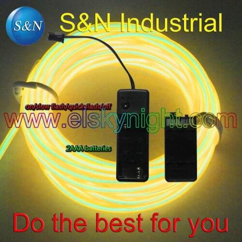 3M Yellow Flexible Diameter 2.3MM EL Wire 2AAA mini Controller for holiday decoration creative usage free shipping