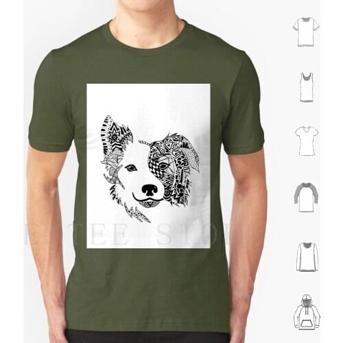 Border Collie Zentangle T Shirt Print Cotton Border Collie Collie Dog Art Dog Zentangle Pattern Unique Fashion Animal Animal