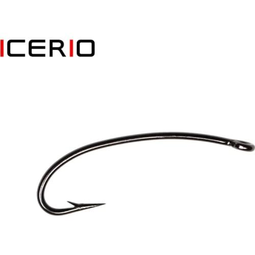 ICERIO 50PCS Curved Straight Eye Fly Tying Hook Dry Wet Flies Hoppers Terrestrials and Stonefly Nymphs Lure Bait Materials