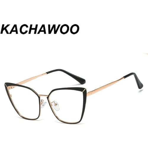 Kachawoo fashion eyeglasses metal gold black cat eye glasses frames for women prescription accessories gift item ladies