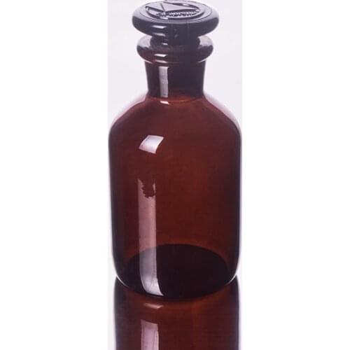 Brown Reagent bottle,Narrow neck with standard ground glass stopper,Clear,Boro. 3.3 glass,Capacity 125ml,Sample Vials