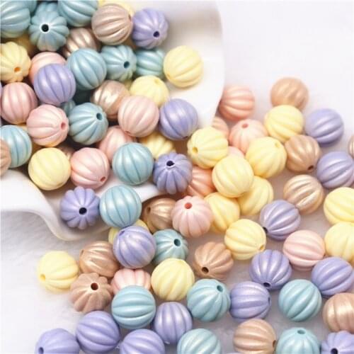 12mm Round Pumpkin Acrylic Beads ABS Imitation Loose Beads For Jewelry Making With Holes DIY Handmade Charms Garment Accessories