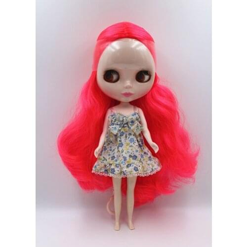 Special price doll watermelon red curly hair Blygirl doll Blyth doll common body 7 joint naked baby dolls common skin