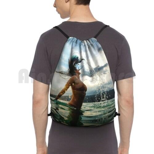 Katrina Kaif' ; S Summer Water Splash Backpack Drawstring Bags Gym Bag Waterproof Katrina Kaifs Summer Water Splash