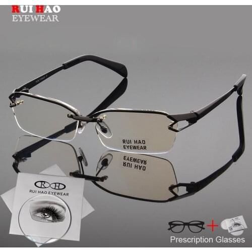Fashion Frame Customize Prescription Eyeglasses Titanium Frame Fill Resin Lenses Hyperopia Myopia Progressive Spectacles 1143