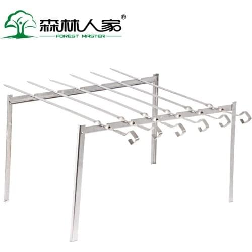 Professional outdoor portable mini 2-3 person suit stainless steel folding barbecue BBQ grill holder set roasting meat stick