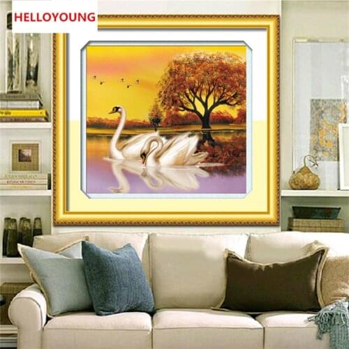 DIY Fly together Always be in love Soulmate Swan Love each other Kit Round Diamond Painting Cross Stitch Home Decor