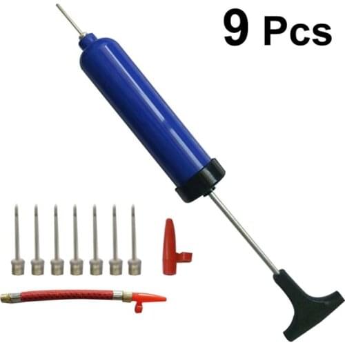 9Pcs Portable 8 Inch Football Soccer Inflatable Ball Hand Air Pump Tool with Needle for Basketball Football