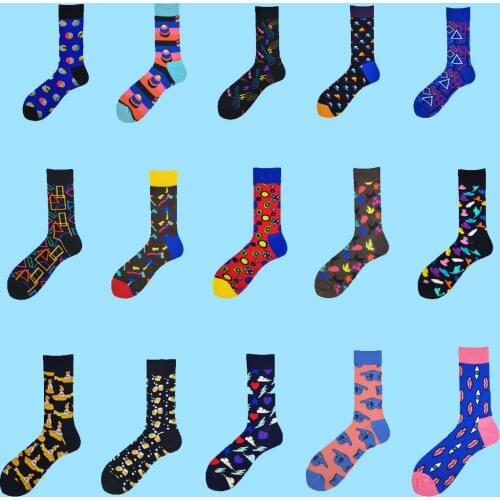 Autumn Newly Winter Socks Men Fashion Hip Hop 21Colors Colorful Cotton Animal Floral Submarine Happy Socks men gift men socks