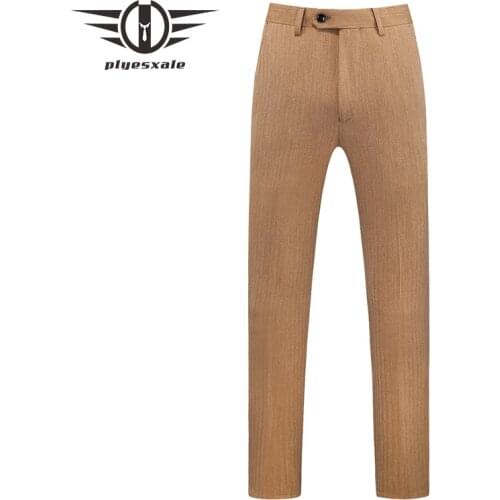 Plyesxale Brand Plus Size Slim Fit Mens Dress Pants Business Work Wedding Suit Pants Trousers Men Clothing High Quality P25
