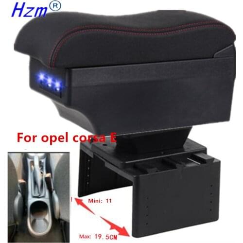 For opel corsa E Armrest box For opel corsa E car Center Console Storage armrest Box modification accessories with USB