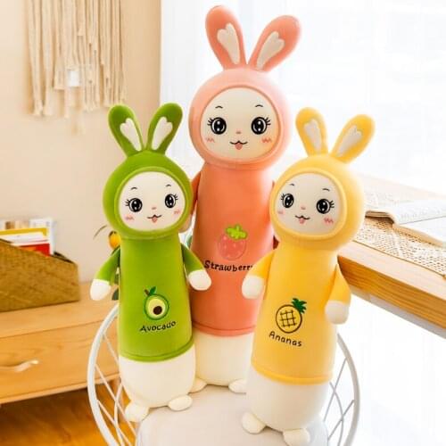 55 / 75 / 95 / 115cm Cute Long Change Fruit Rabbit Pillow Plush Stuffed Animal Toy Home Decoration Childrens Gift