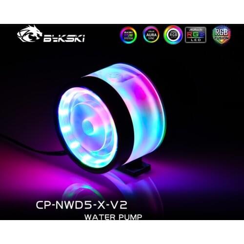 Bykski CP-NWD5-X-V2 D5 Pump Flow Meters Maximum Flow Lift 3.8M 1100L/H Symphony Luminous Pump 5V ARGB For PC Water Cooling