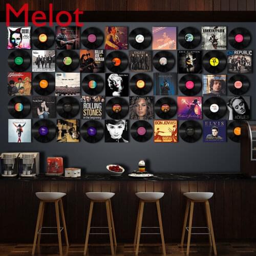 Retro Gramophone Record Decorative Wall Stickers Shop Living Room Background Wall Creative Poster Wall Decoration