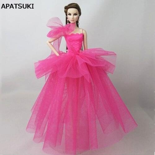 Pink Fashion Dress For Barbie Doll Clothes Vestidoes Multi-layer Wedding Dresses For 1/6 Doll Accessories Outfits