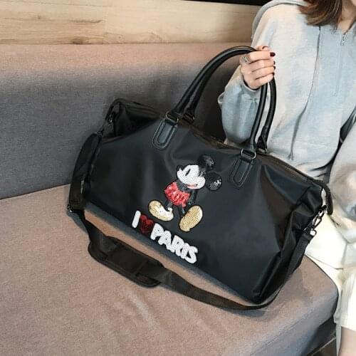 Disney black Mickey mouse multi-function large capacity Fitness yoga bag waterproof men women shoulder bag Travel bag