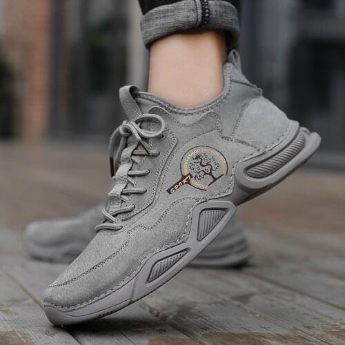 Outdoor Mens Suede Leather Casual Shoes Mens Sneakers Man Brand Autumn Fashion Retro Lace-up Antiskid Comfortable Shoe Male