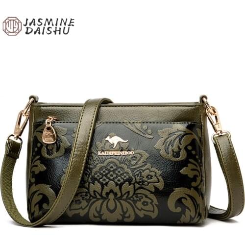 High Quality Pu Leather Large Capacity Shoulder Bags For Women 2021 Fashion Floral Pattern Elegant Crossbody Bag Ladies Handbag