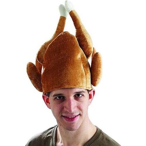 Adult Plush Roasted Turkey Hat Fancy Roasted Turkey Hat Caps Thanksgiving Hat Christmas Dinner Chef Costume Turkey Trot Hat