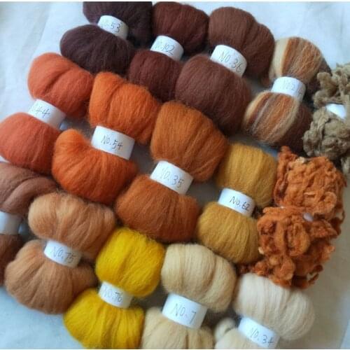 WFPFBEC alpaca Curly Fiber for Wool Felt especially for Poodle/Bichon and Sheep Brown color 150g 10g/color 15colors