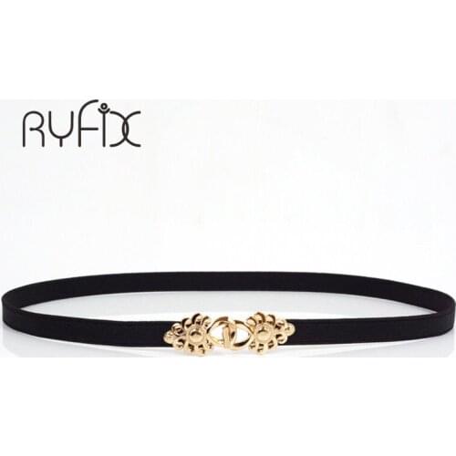 Hot sales New women metal belts Fashion metal flower buckle thin elastic waistband gold women skinny belt chain BL28