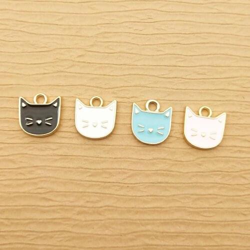 10pcs 12x14mm cat head charms enamel charm for jewelry making fashion earring pendant fashion charms