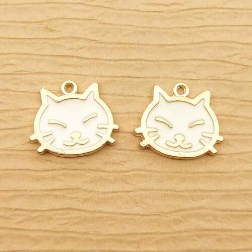 10pcs 13x16mm enamel cat charm for jewelry making bracelet necklace charm earring pendant