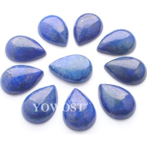 18x25mm 10Pcs Cabochon Stone Beads fit earrings Ring Jewelry Making Lapis Lazuli Naturelle Stones Drop CAB No Drill Hole QU3226