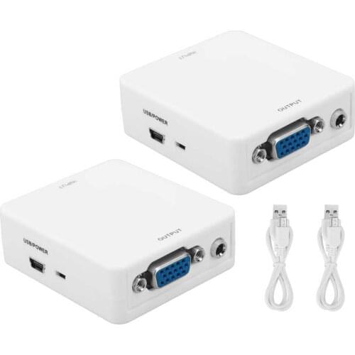 2 Set VGA to HDMI Converter Mini HD 1080P HDMI2VGA HDTV Video Audio Box Adapter for PC