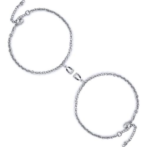 2Pcs Stainless Steel Boyfriend Girlfriend Relationship Bracelet Love Magnetic Long Distance Bracelet Kit Lover Jewelry