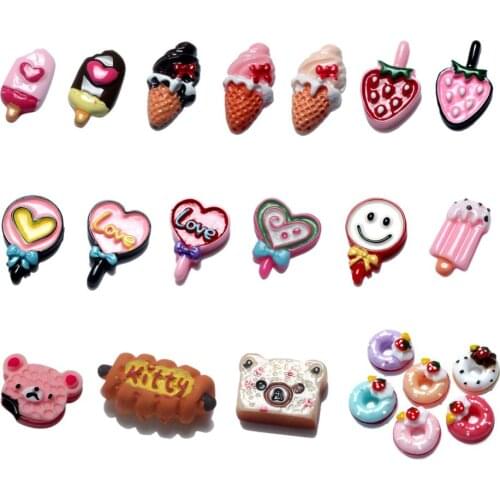 20Pcs Resin Mixed Cake Decoration Crafts Kawaii Beads Flatback Cabochon Embellishments For Scrapbooking DIY Accessories