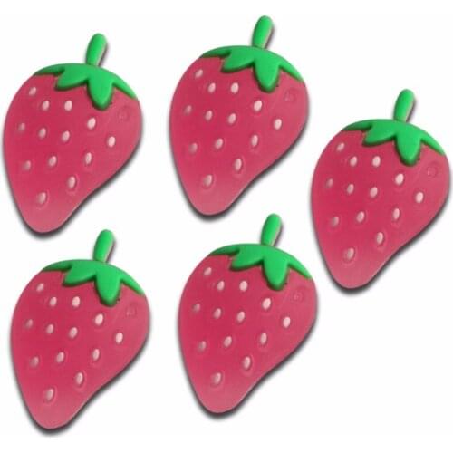 20Pcs Pink Silicon Strawberry Decoration Crafts Kawaii Cute Flatback Cabochon Embellishments For Scrapbooking DIY Accessories