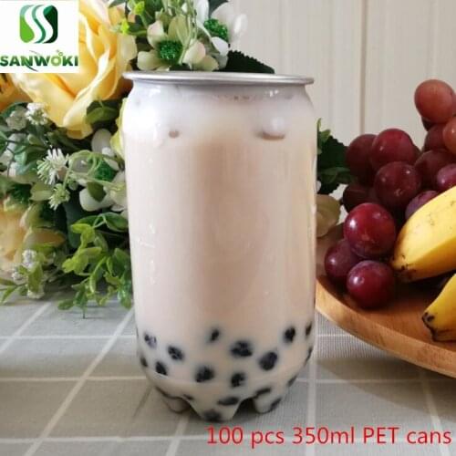 200PCS 350ML PET Transparent Cans beverages popular milk tea bottles for can sealer machine juice cup drink bottle