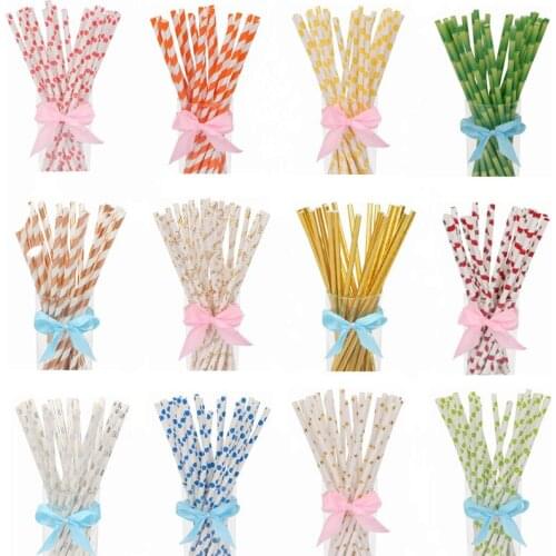 25pcs Colorful Gold Silver Paper Straws Wedding Favors Star Fruit Drinking Straws Birthday Party Decoration Kids Party Supplies