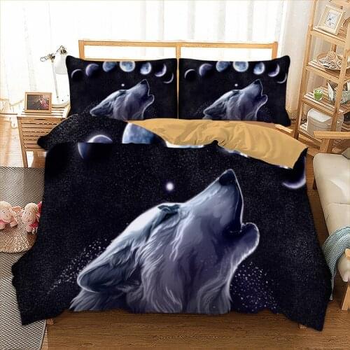 3D Animal White Wolf Bedding Set Single Double Bed Linen Queen King Twin Full Size Duvet Cover Set With Pillowcase For Adult Boy