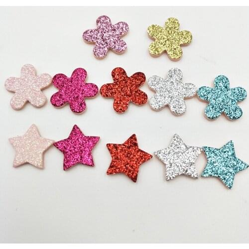 50PCS/lot 1.8cm shiny star,flower,padded applique Crafts for garment accessories and Girl Hair Jewelry Decoration