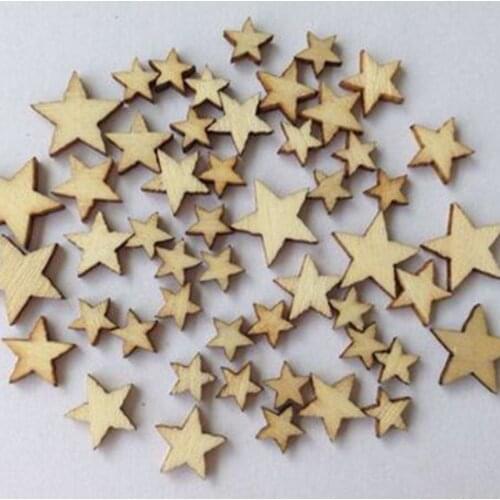 600pcs 11/7/5mm Romatic Style Wood Star Chipboard Fashion Wooden Home Decorations DIY Christmas Party Scrapbooking 017012012
