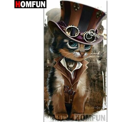HOMFUN Full Square/Round Drill 5D DIY Diamond Painting "Cartoon cat" 3D Diamond Embroidery Cross Stitch Home Decor A18575