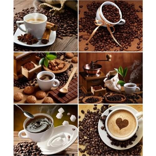 AZQSD Oil Painting By Number Coffee Cup Handpainted Modern Wall Picture By Numbers Handmade Room Decoration