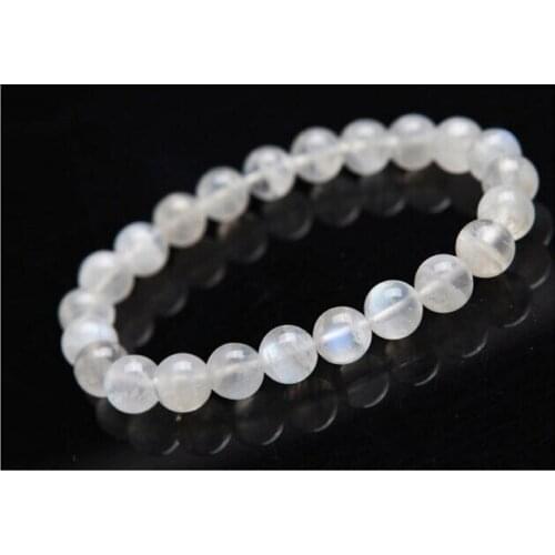 Free shipping Genuine Natural Blue Light Moonstone Crystal Beads Woman Bracelet 7mm