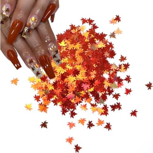 5g Maple Leaves Nail Sequins Glitter Holographic Flakes Paillette Chameleon Autumn Design Decals Decoration For Nails Manicure