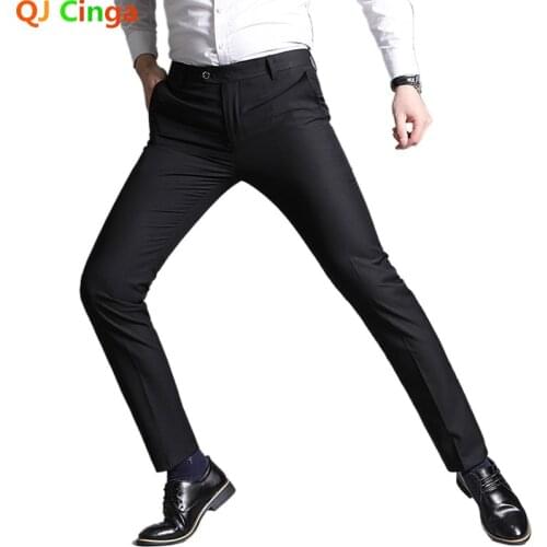 Fashion New Formal Black Men Pants Straight Spring and Summer Long Male Classic Business Casual Trousers Grey Pantalones Hombre